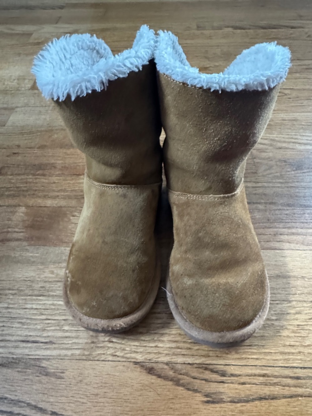Koolaburra Tan Suede Slip-On Boots with Cream Lining